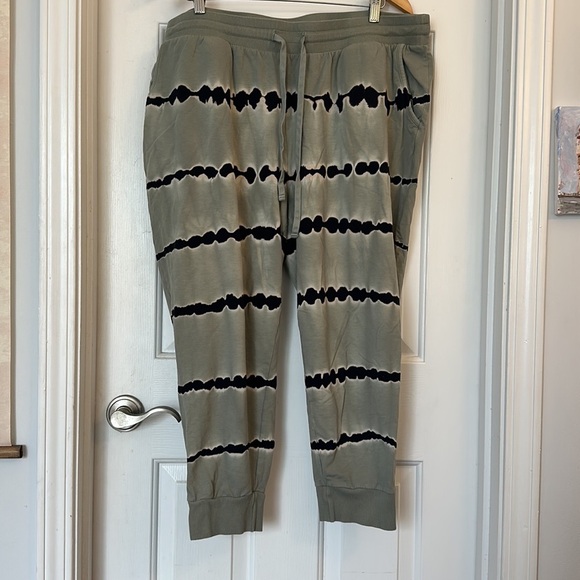 Torrid Classic Fit Active Crop Jogger - Terry Stripe Tie-Dye Sage Green XXXL - Picture 3 of 6